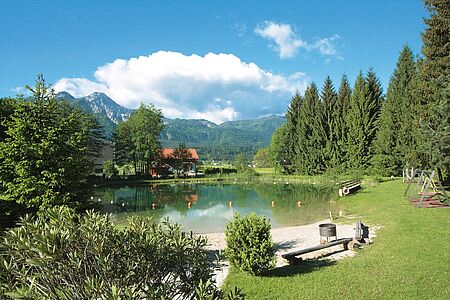 Hausgalerie von der Sommerreise der Ferienanlage Forellenhof in Kärnten in Österreich am Faaker See. Badesse im Sommer