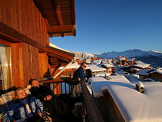 Balkon im 13er Chalet Nr.7 im Chalet le Crystal in La Rosiere in Frankriech.