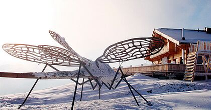 Skireise ins Hochzillertal nach Kaltenbach. Sculpturen an der Kristallhütte