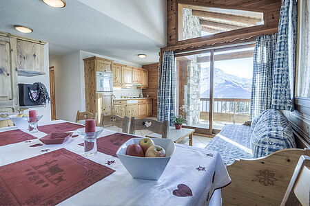 Wonküche im 8er Chalet Nr.1 im Chalet le Crystal in La Rosiere in Frankriech.
