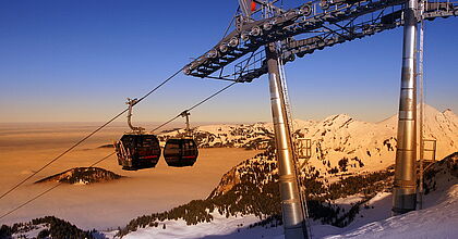 Skireise nach Mellau-Damuels am Vorarlberg in Österreich. Bergstation