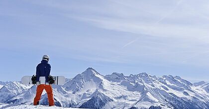 Skireise nach Schwendau-Mayrhofen in Österreich. Bergpanorama