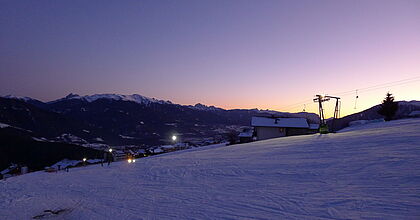 Skireise über Silvester mit hoefer sport und reisen nach Meransen in das Eisacktal in Italien. Sonnenuntergang
