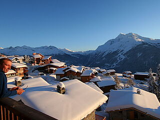 Balkon in der Hausgalerie vom Chalet le Crystal in La Rosiere in Frankreich.