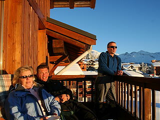 Balkon in der Hausgalerie vom Chalet le Crystal in La Rosiere in Frankreich.